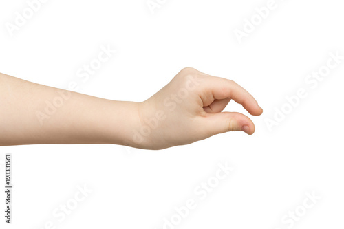 Bild auf Leinwand Kid hand measuring something, cutout, gesture