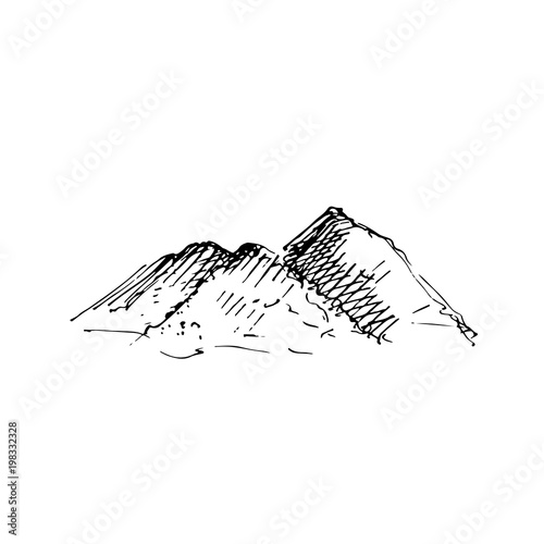 Hand drawn pile of sand, ore, stone or rubble. Sketch, vector illustration.