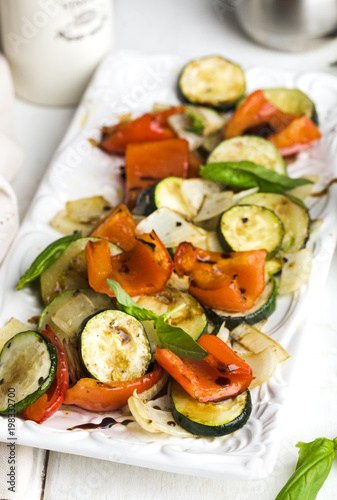 Baked vegetables with balsamic sauce