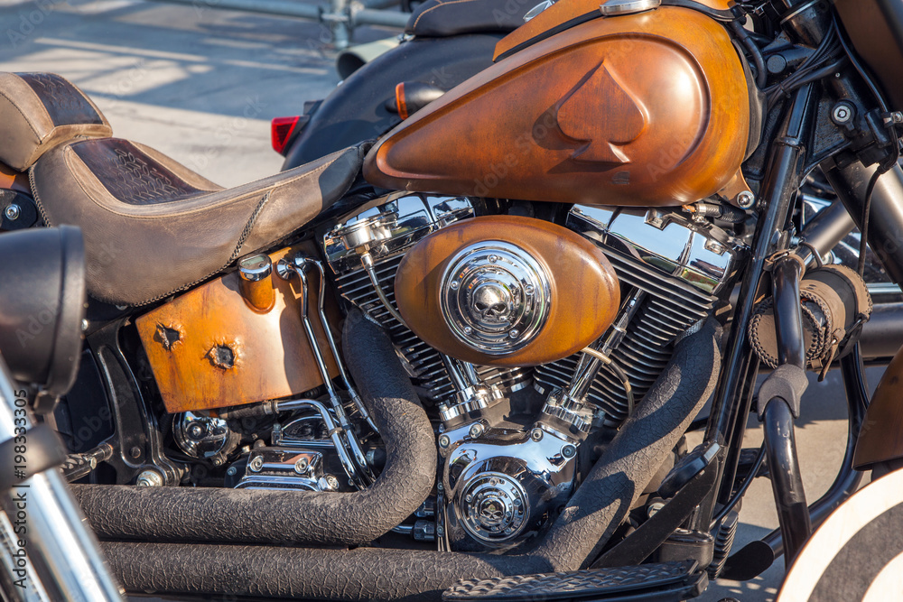 Fototapeta premium modern steel motorbike outdoor,