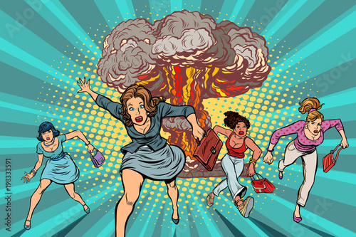 people run away from a nuclear explosion