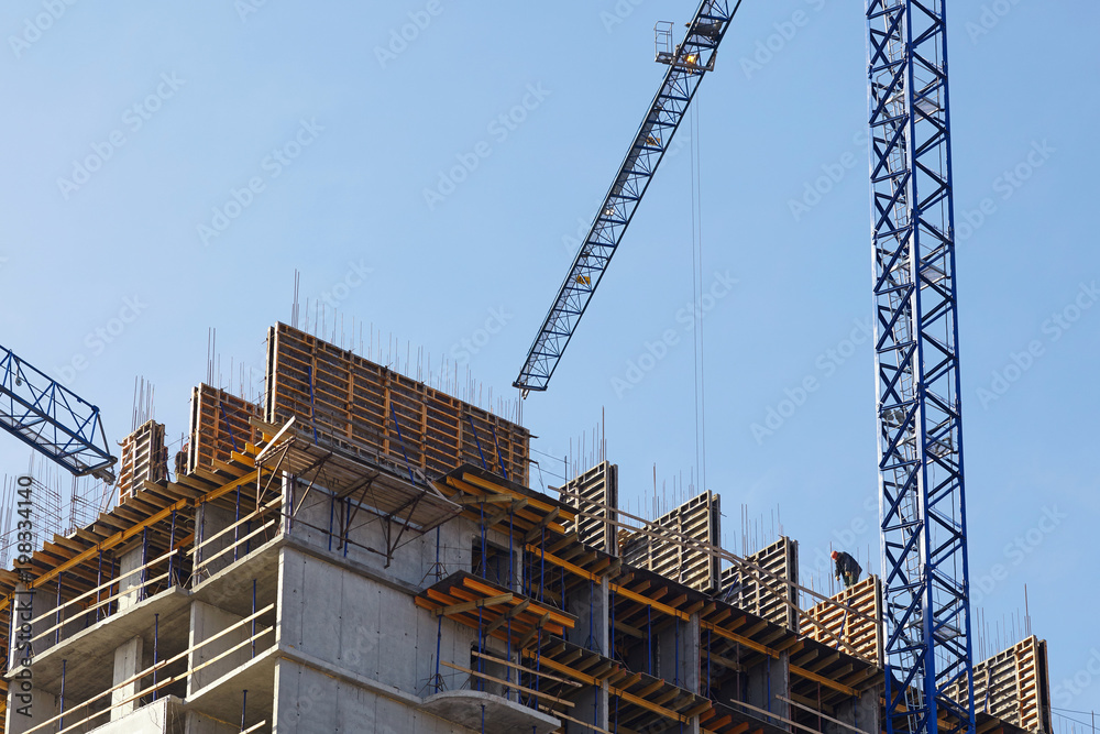 Scene of building a high-rise apartment building. Scene of building a high-rise apartment building.