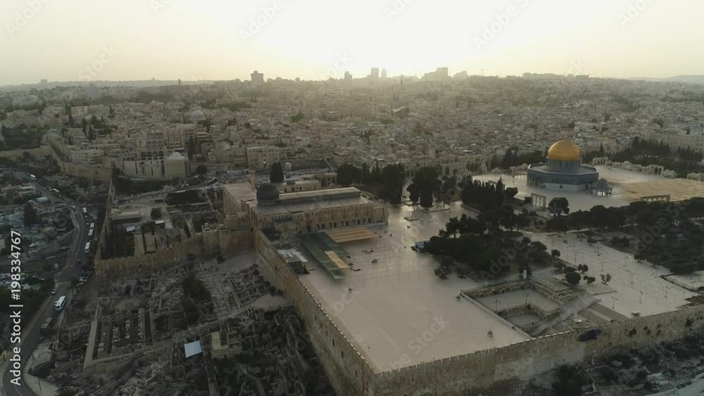 Aerial view of a walled area in Jerusalem Aerial view of a walled area in Jerusalem