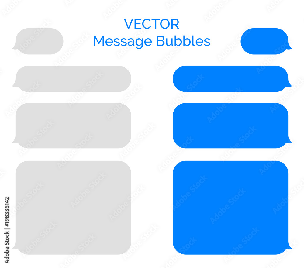 Message bubbles vector icons for chat. Vector message bubbles design template for messenger chat - obrazy, fototapety, plakaty 