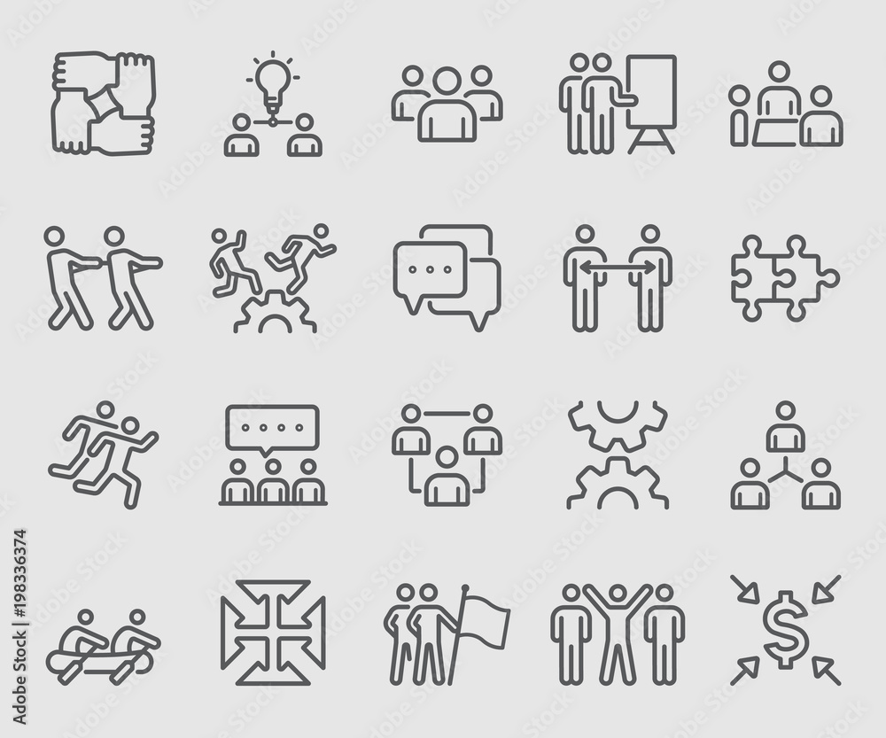 Teamwork and Leadership line icon Teamwork and Leadership line icon