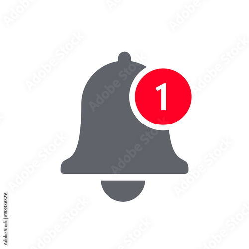 Notification bell icon for incoming inbox message. Vector bell and notification number sign for smartphone application photo