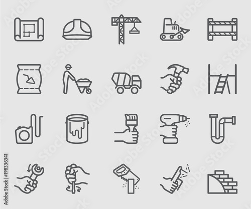 Construction working line icon