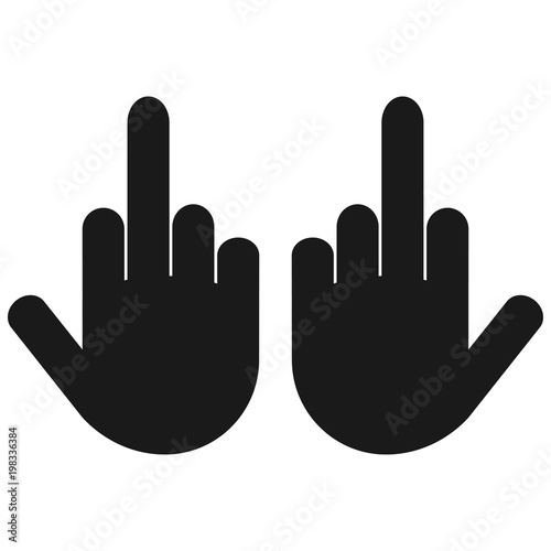 Two hand with Middle finger Up. icon isolated. Flat design