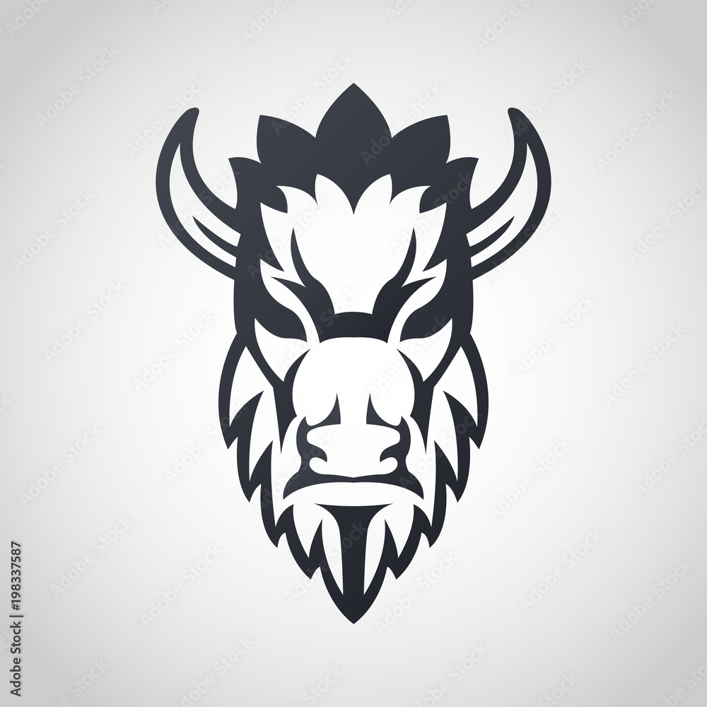 Bison logo icon design, vector illustration