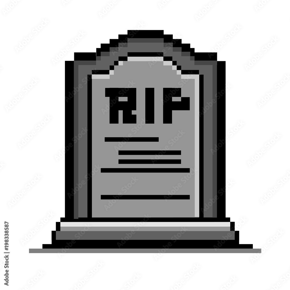 Pixel art fun RIP vector. 8 bit on white background Stock Vector Adobe Stock