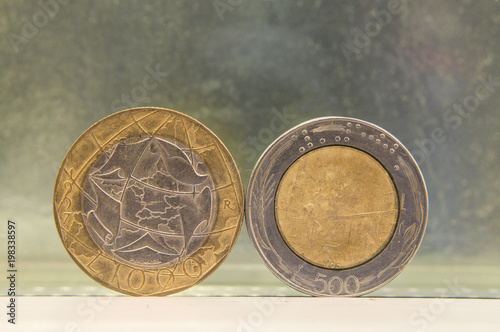 Wallpaper Mural one thousand coin and five hundred Italian lire Torontodigital.ca