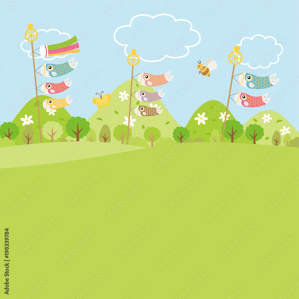 Obraz premium こどもの日 鯉のぼりのカード