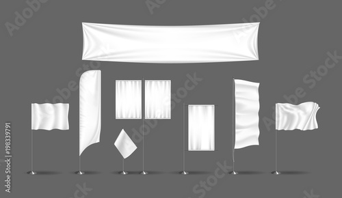 Set of realistic advertisement billboards, outdoor advertising. Mockup outdoor banner.