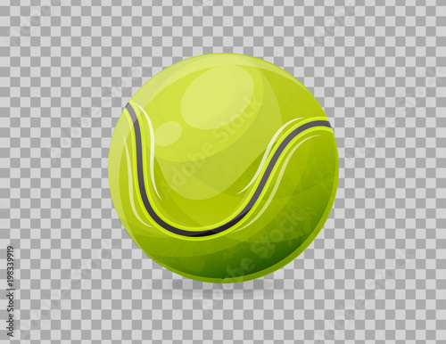 Realistic ball for big tennis, close-up. Sports equipment, competitions, hobbies.