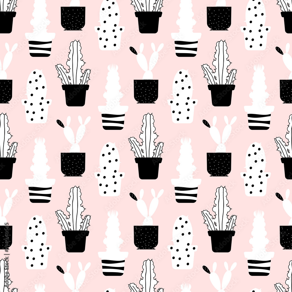 Abstract plants seamless pattern - style cactuses texture Abstract plants seamless pattern - style cactuses texture