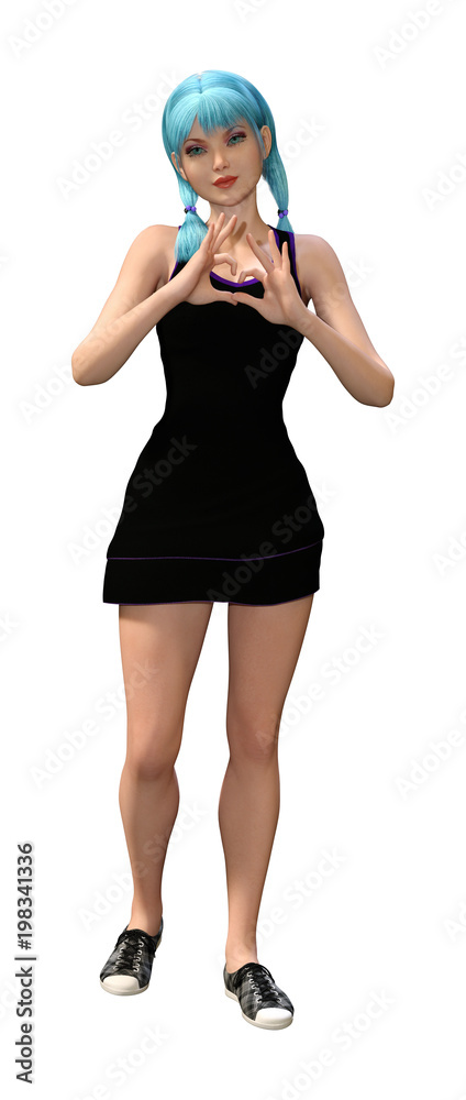 3D Rendering Teenager Girl on White 3D Rendering Teenager Girl on White