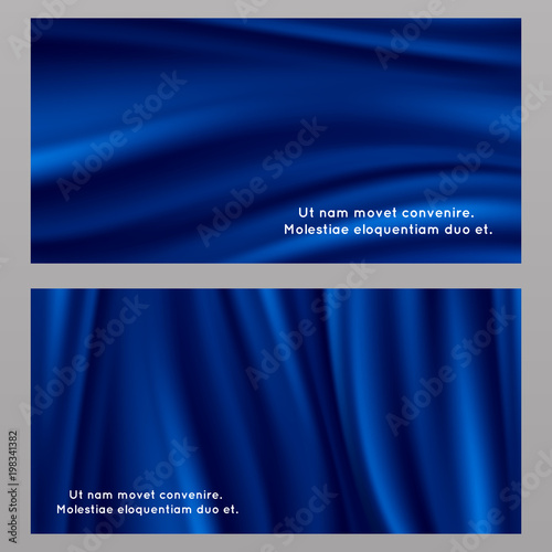 Blue silk fabric banners templates