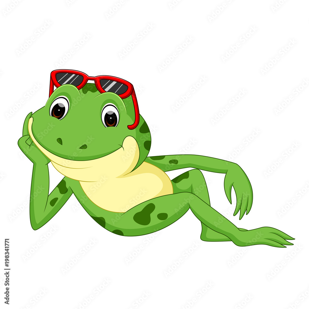 Fototapeta premium Green frog with happy smile