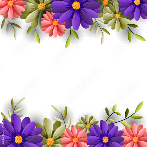 Vector illustrator spring background with beautiful flowers