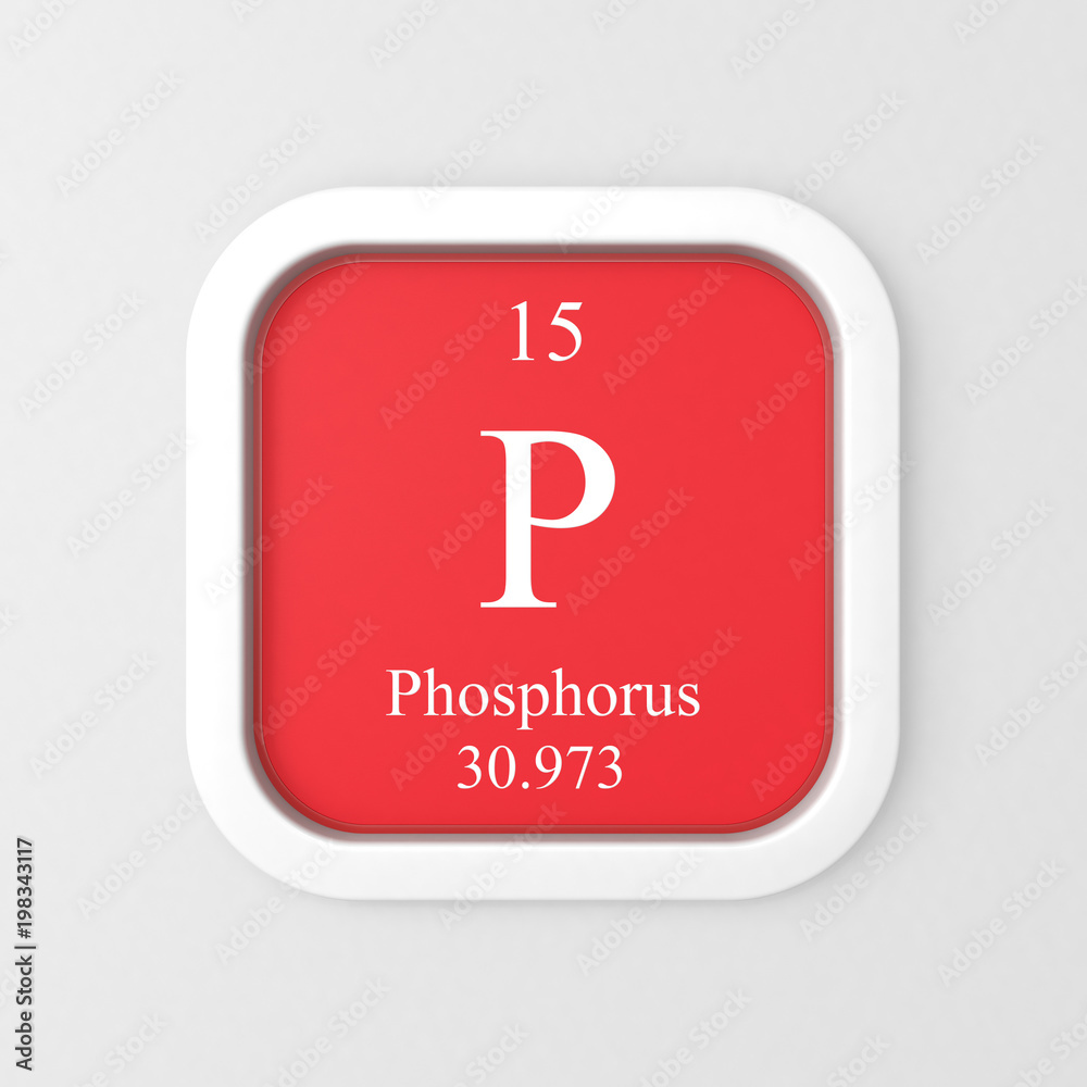 Phosphorus symbol on red rounded square icon Phosphorus symbol on red rounded square icon