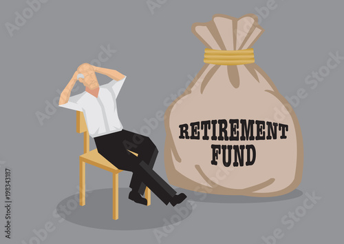 Retirement Fund for Senior Vector Cartoon Illustration