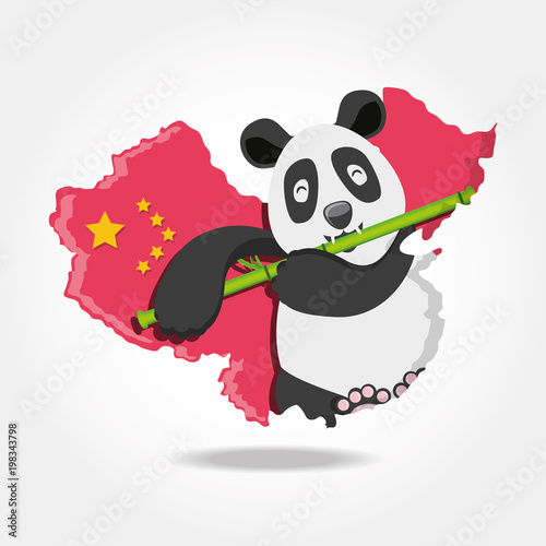 cute bear panda with china map of culture oriental © djvstock
