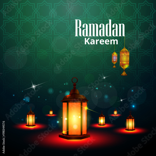 Islamic celebration background with text Ramadan Kareem