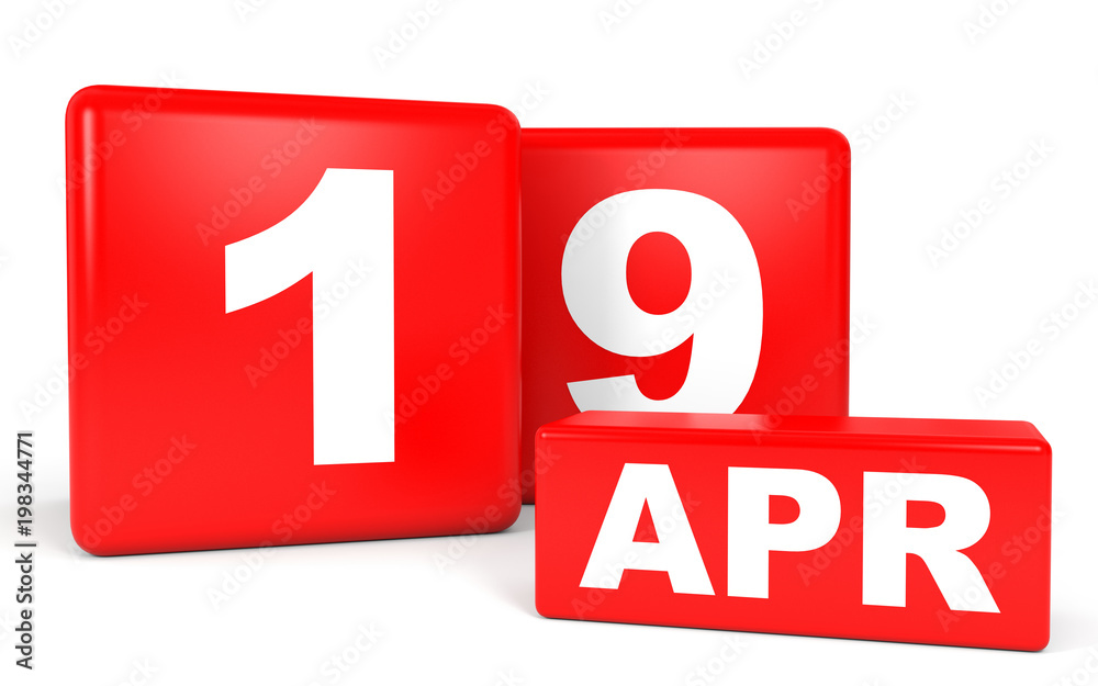 April 19. Calendar on white background.
