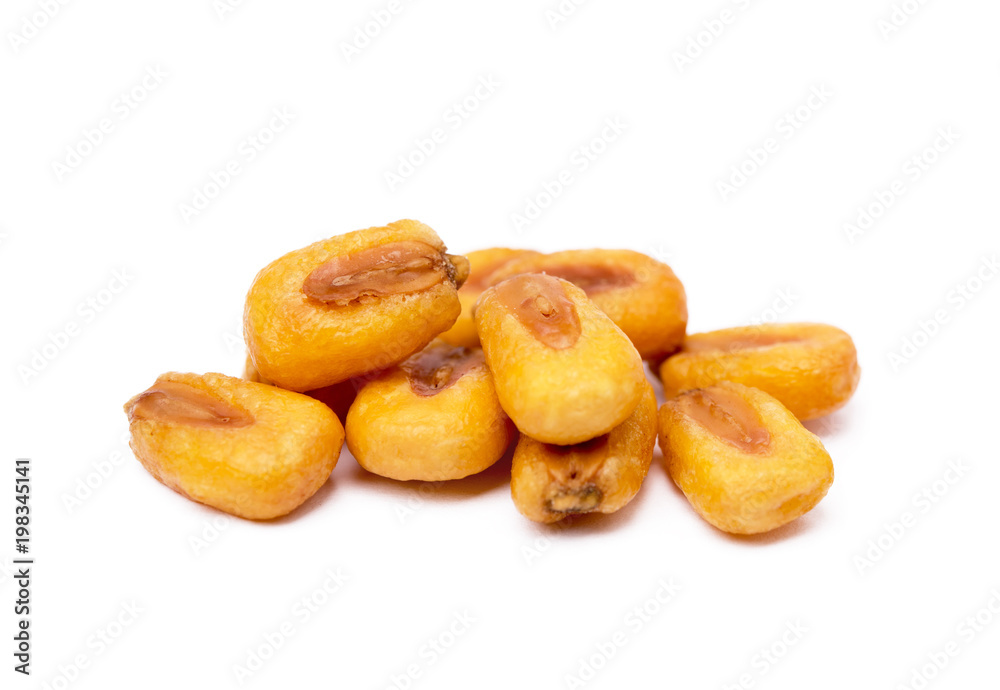 Salted roasted corn isolated on white background Salted roasted corn isolated on white background