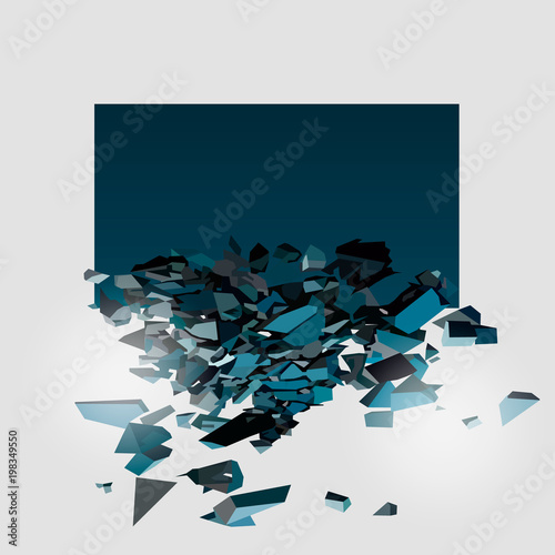 Blank Abstract Background. Vector Black Banner with explosion effect and glow.