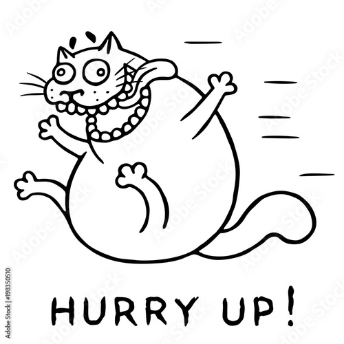 Funny psycho cat jumps from happiness. Vector illustration