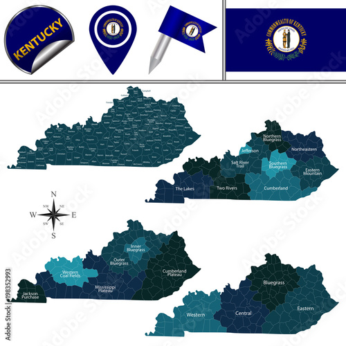 Map of Kentucky with Regions photo