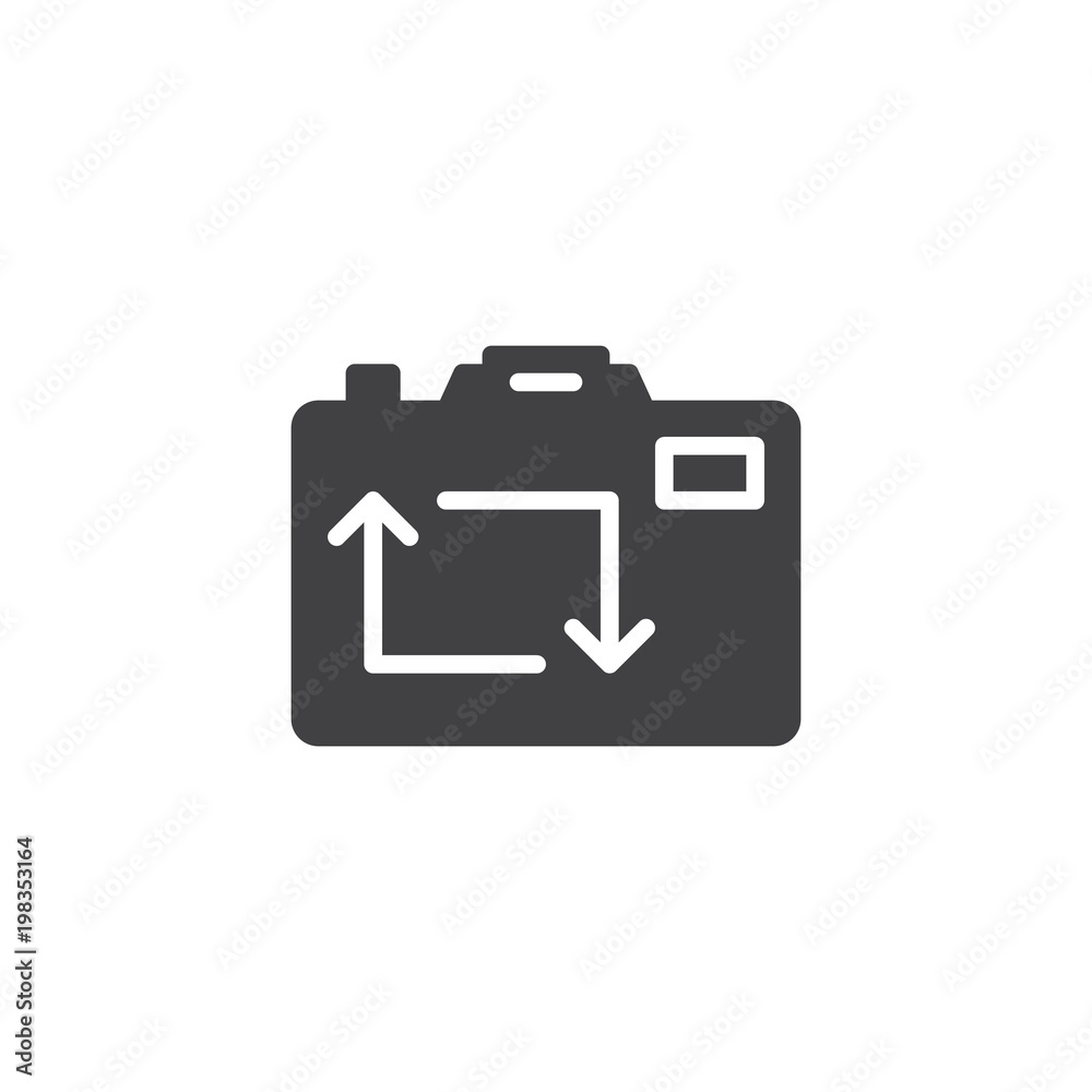 Photo camera display with recycling arrows vector icon. filled flat sign for mobile concept and web design. simple solid icon. Symbol, logo illustration. Pixel perfect vector graphics Photo camera display with recycling arrows vector icon. filled flat sign for mobile concept and web design. simple solid icon. Symbol, logo illustration. Pixel perfect vector graphics