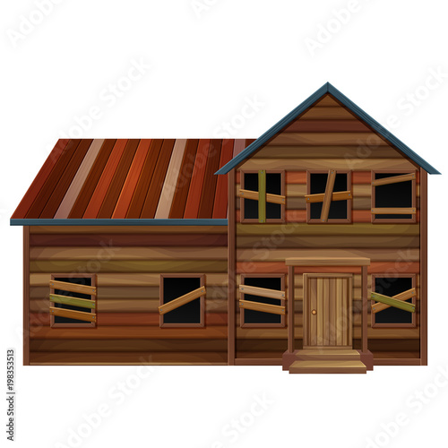 Wooden house in bad condition