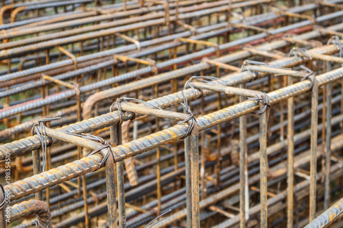 steel rebar for reinforced concrete at building construction site