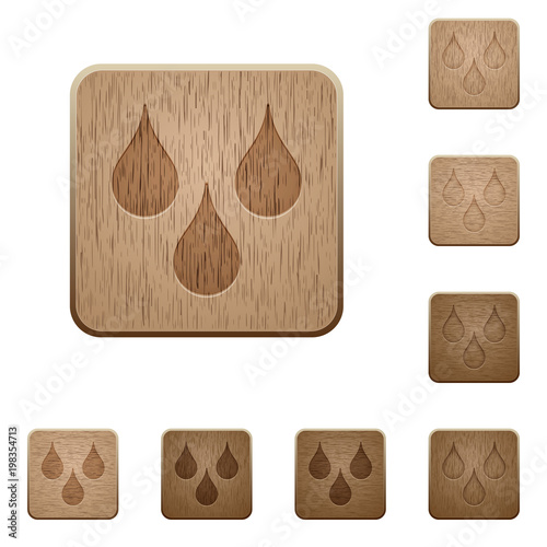 Water drops wooden buttons