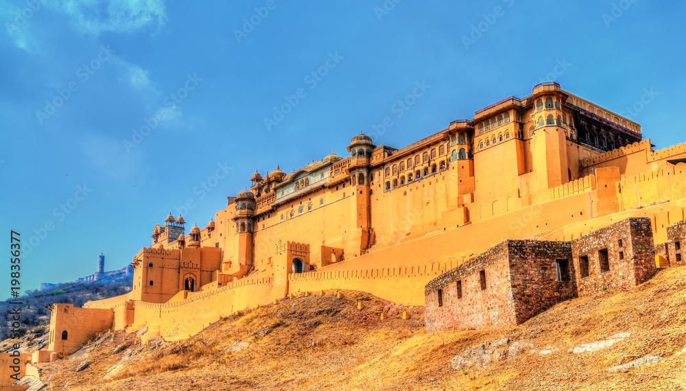 View of Amer Fort in Jaipur. A major tourist attraction in Rajasthan, India