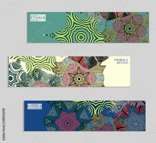 Ethnic banners template with floral Mandala ornament.