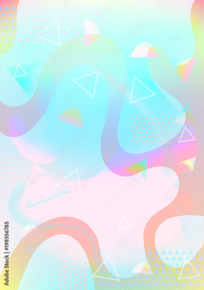 Vector abstract holographic and geometry background design.  Trendy creative vector. Mesh holographic foil. Poster,card,flyer concept