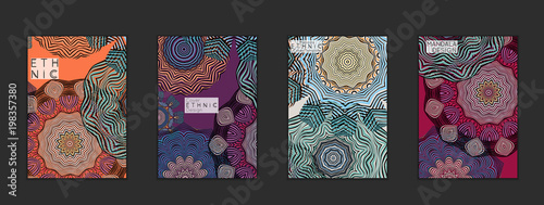 Ethnic banners template with floral Mandala ornament.