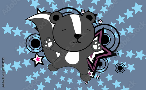 cute baby skunk jumping cartoon background in vector format very easy to edit 