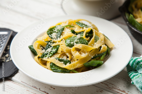 Spinach tagliatelle pasta