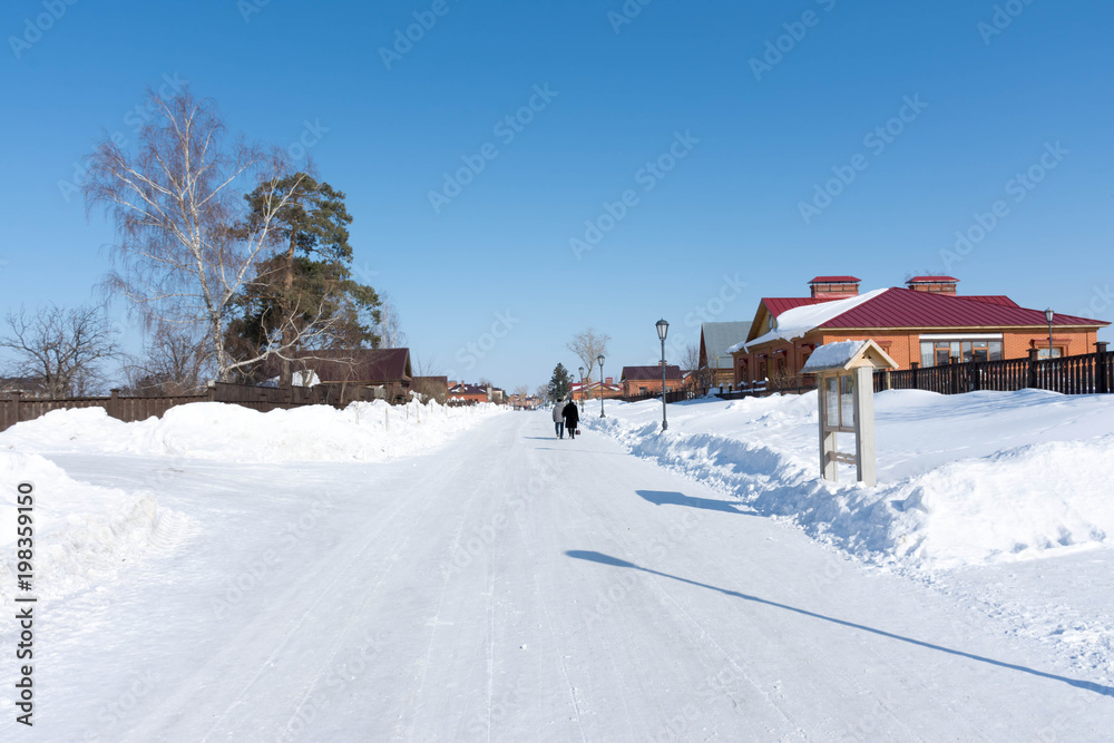 winter road in the russian village