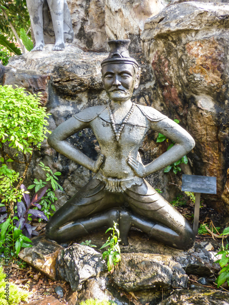 Bangkok, Thailand - Circa January 2018: Statue depicting a Reusi Dat Ton (Thai Yoga) pose at famous Wat Pho (Buddhist Temple)