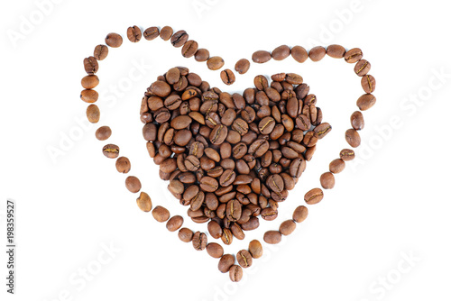 Heart made from coffee beans