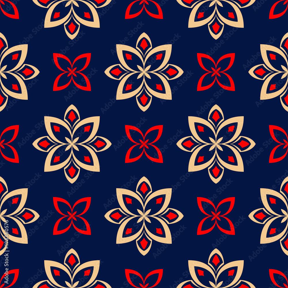 Obraz premium Floral seamless pattern. Colored red and blue background