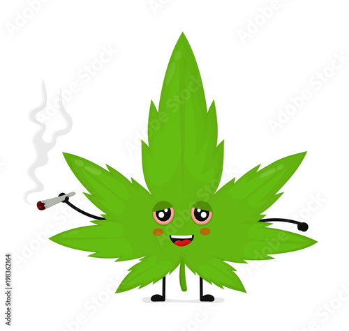 Cute funny smiling happy marijuana weed 