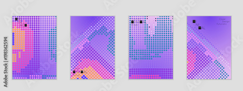 Geometric halftone gradient texture cover banner template