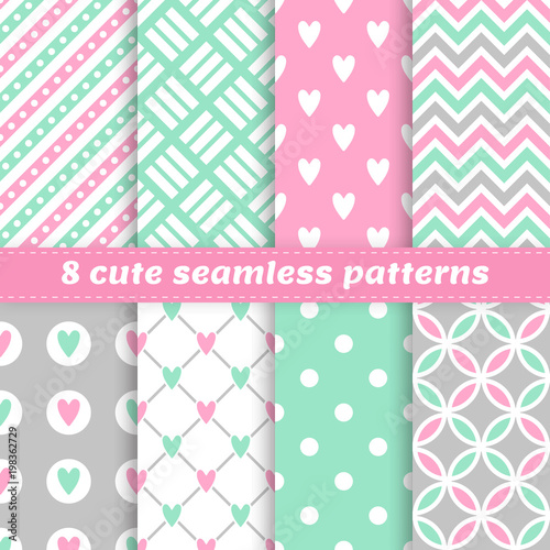 Set of 4 cute geometric vector seamless patterns