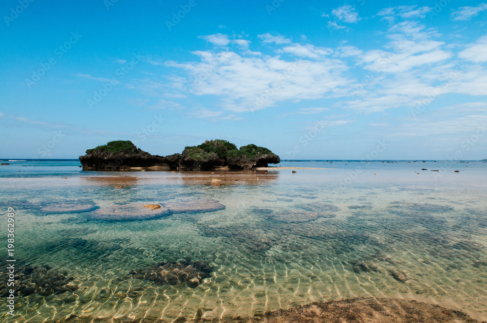 Rock and stone scenery of Hoshizuna beach, Iriomote isalnd - Okinawa, Japan Rock and stone scenery of Hoshizuna beach, Iriomote isalnd - Okinawa, Japan